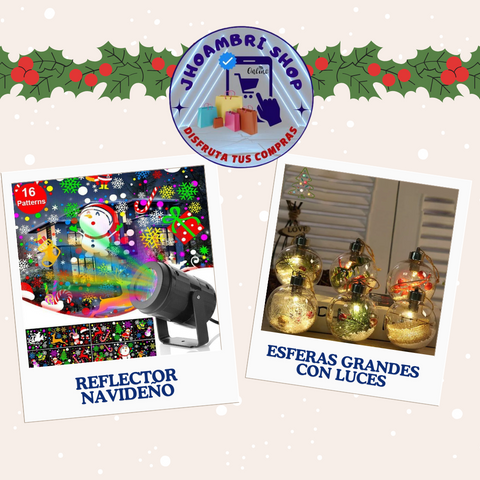 Image of Pack Navideño - Reflector de Luces + Esferas Grandes con Luces